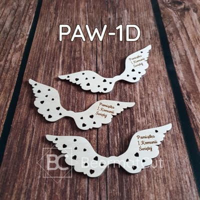 Skrzydła anioła wycinane laserowo ze sklejki, pamiątka I Komunii Świętej, do rękodzieła.