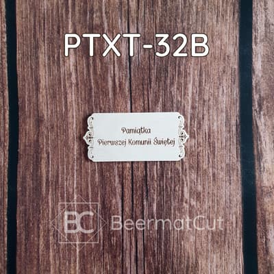 Tabliczka wycinana laserowo ze sklejki, pamiątka Pierwszej Komunii Świętej.