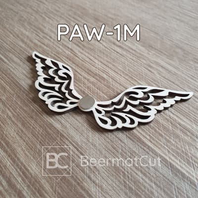 Skrzydła anioła wycinane laserowo ze sklejki z magnesem do rękodzieła.