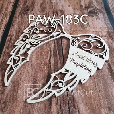 Skrzydła anioła ze sklejki wycinane laserowo, z personalizowanym grawerem, do dekoracji i rękodzieła.