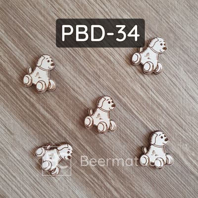 Element dekoracyjny piesek, wycinany laserowo ze sklejki, do rękodzieła i ozdób dziecięcych.