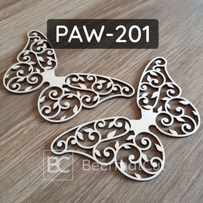 Skrzydła anioła wycinane laserowo ze sklejki do makramy i dekoracji rękodzielniczych.