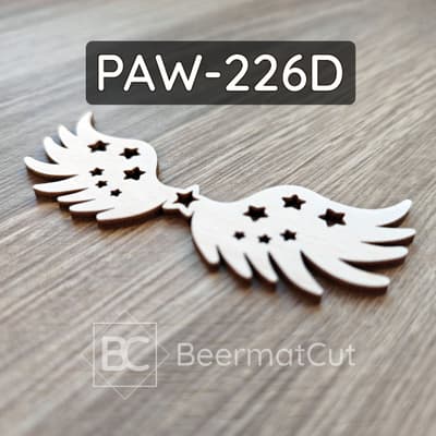 Skrzydła anioła ze sklejki wycinanej laserowo z motywem gwiazd do makramy.