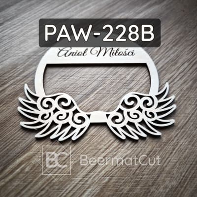 Skrzydła na obręczy, wycinane laserowo ze sklejki, motyw Anioł Miłości do dekoracji.
