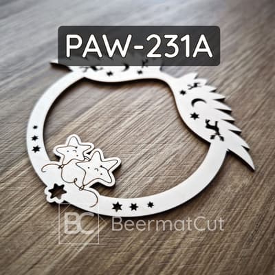 Obręcz ze skrzydłami, wycinana laserowo ze sklejki, do aniołków makramowych z motywem gwiazd.