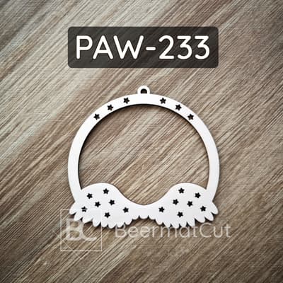 Skrzydła na obręczy z gwiazdkami, wycinane laserowo ze sklejki, baza do makramy aniołków.