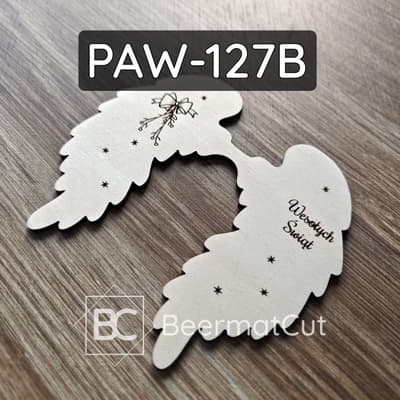 Skrzydła anioła ze sklejki wycinane laserowo, z motywem świątecznym do rękodzieła.