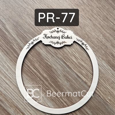 Obręcz ze sklejki wycinana laserowo, baza do makramy z grawerem "Kochanej Babci", do rękodzieła.