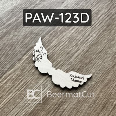 Skrzydło anioła wycinane laserowo ze sklejki z grawerem dla mamy, do makramy.