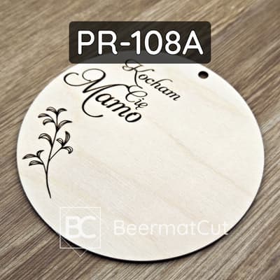 Baza do makramy ze sklejki wycinana laserowo z napisem "Kocham Cię Mamo" i motywem roślinnym.