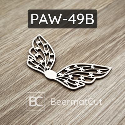 Skrzydła anioła wycinane laserowo ze sklejki, do makramy, z motywem gwiazd.