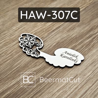 Skrzydło anioła laserowane HDF do makramy z imieniem.