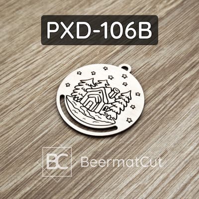 Baza pod makramę ze sklejki wycinanej laserowo, motyw zimowej chatki na Boże Narodzenie.