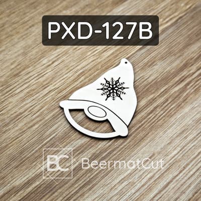 Baza pod makramę wycinana laserowo ze sklejki, motyw świąteczny krasnala ze śnieżynką.