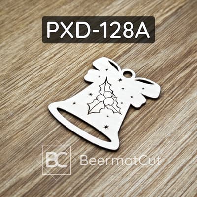 Baza pod makramę z laserowanej sklejki, dzwonek z ostrokrzewem na Boże Narodzenie.
