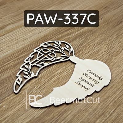 Skrzydła anioła ze sklejki wycinanej laserowo, pamiątka Pierwszej Komunii Świętej.