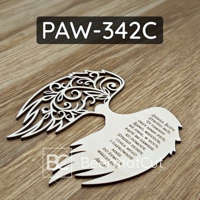 Ażurowe skrzydła anioła ze sklejki, laserowo wycinane, do makramy i ozdób.