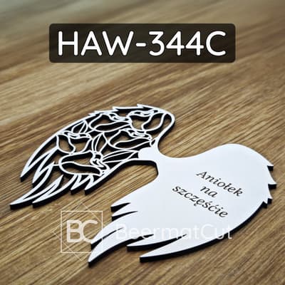 Ażurowe skrzydła anioła, laserowo wycinane z HDF, do makramy i dekoracji z motywem Aniołka na szczęście.