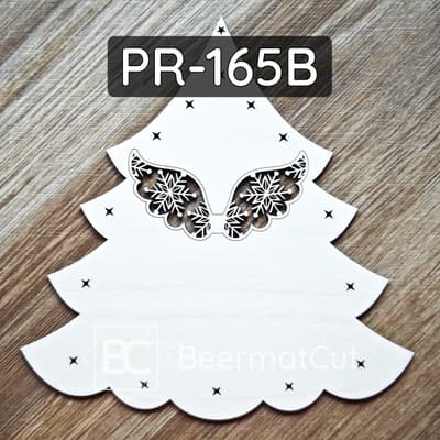 Baza do makramy ze sklejki, wycinana laserowo, choinka ze skrzydłami.