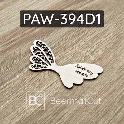 Skrzydło anioła wycinane laserowo ze sklejki do dekoracji makramy lub ozdób świątecznych.