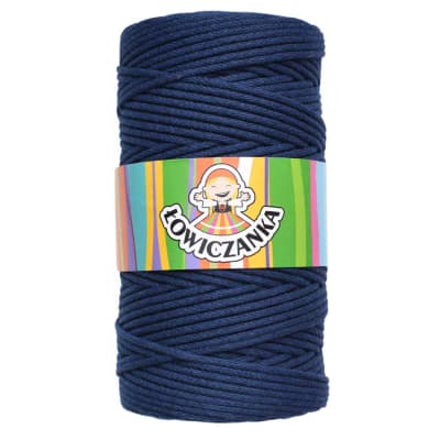 Sznurek do makramy pleciony bawełniany 3 mm, kolor jeans, do rękodzieła i dekoracji.