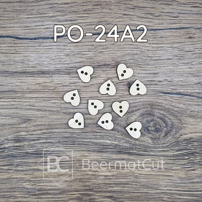 Zestaw guzików z drewna laserowanego w kształcie serc do rękodzieła i dekoracji.