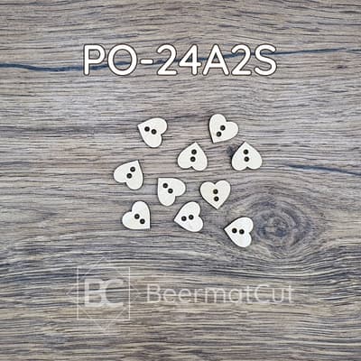 Guziki wycinane laserowo ze sklejki w kształcie serca do rękodzieła.