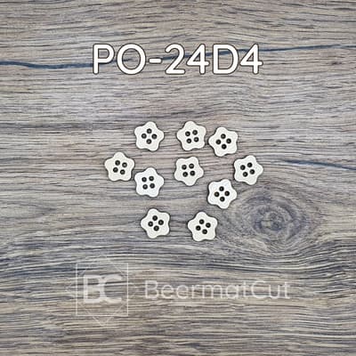 Zestaw guzików drewnianych wycinanych laserowo, motyw kwiatowy, do rękodzieła i dekoracji.
