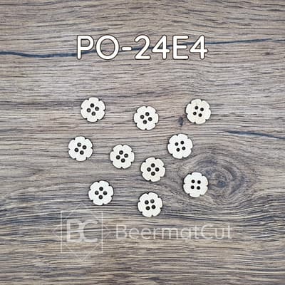 Zestaw guzików wycinanych laserowo ze sklejki do rękodzieła i dekoracji.