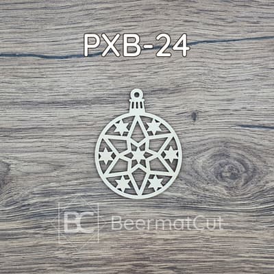 Bombka choinkowa wycinana laserowo ze sklejki z motywem gwiazdy, do dekoracji świątecznych.