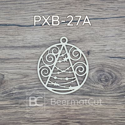 Bombka choinkowa, wycinana laserowo ze sklejki, ozdoba świąteczna z motywem choinki.