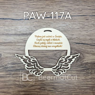 Świąteczne skrzydła anioła na obręczy ze sklejki wycinane laserowo.
