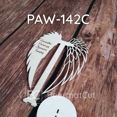 Skrzydło anioła ze sklejki wycinane laserowo, pamiątka Pierwszej Komunii Świętej.