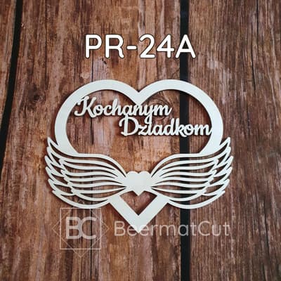 Baza do makramy ze sklejki wycinanej laserowo: serce ze skrzydłami "Kochanym Dziadkom".