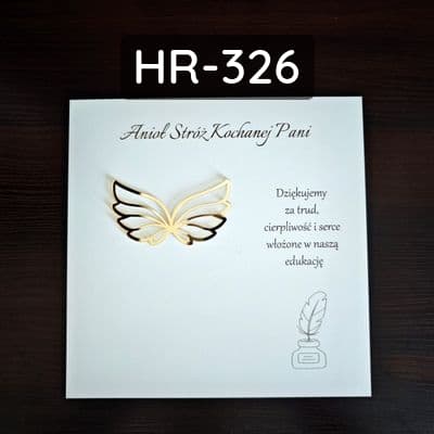 Skrzydełka laserowane ze złotego laminatu, baza do ramki z podziękowaniami dla nauczycielki.