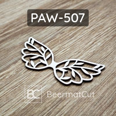Skrzydła anioła wycinane laserowo ze sklejki do makramy lub dekoracji z motywem liści.
